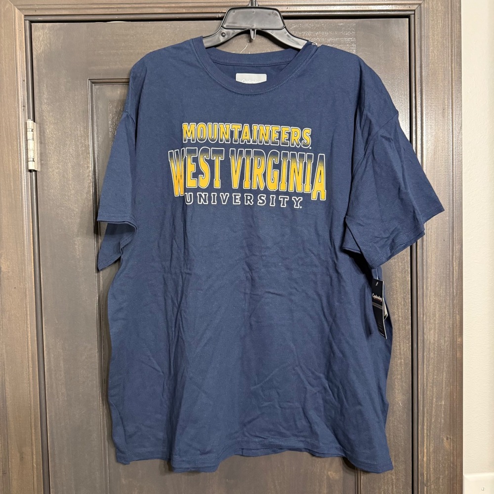 Captivating West Virginia University Mountaineers Mens 2XL T-Shirt Navy Blue NEW